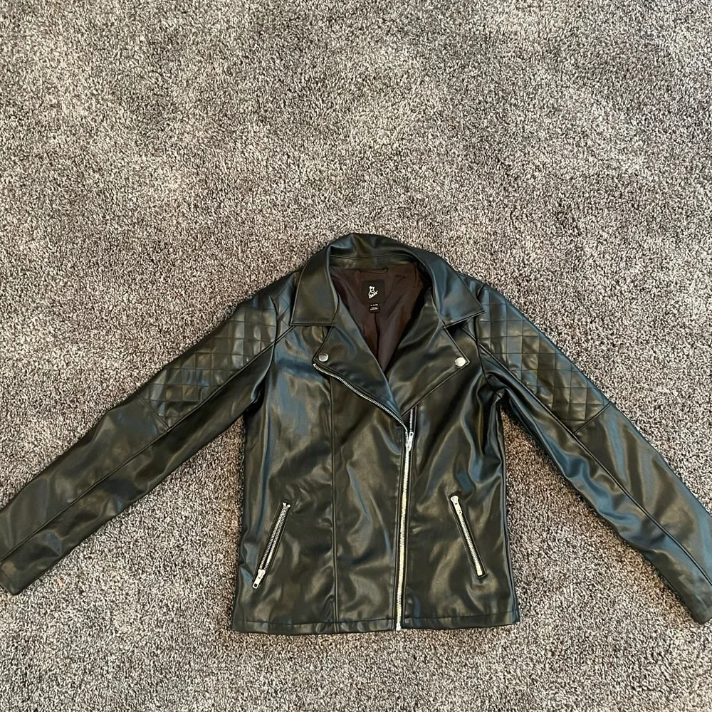 art class Black Faux Leather Quilted Kids Moto Jacket